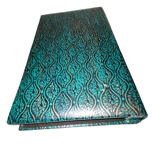 Vintage Photo Album Vertical Rectangular Plastic Pockets Dark Teal Blue *read* - Picture 5 of 8